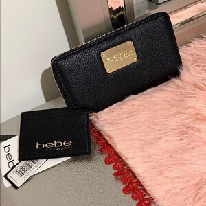 Bebe Black and Gold Wallet with Cardholder